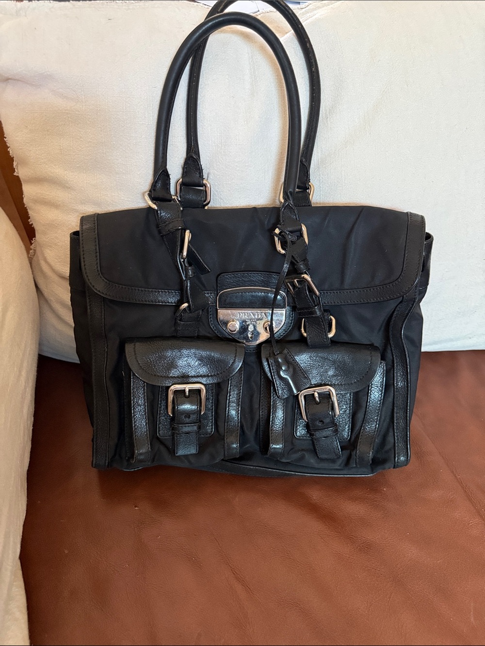 Prada Tessuto Nylon bag with leather trim